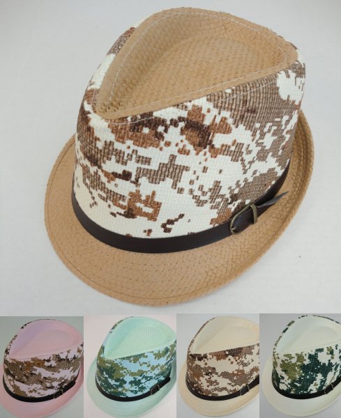 Fedora HAT with Buckled HAT Band [Camo Printed]